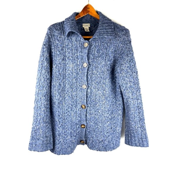 Grandma L.L Bean Cable Knit Wool Blend Button Cardigan, Women's X-Large Regular - Picture 3 of 10